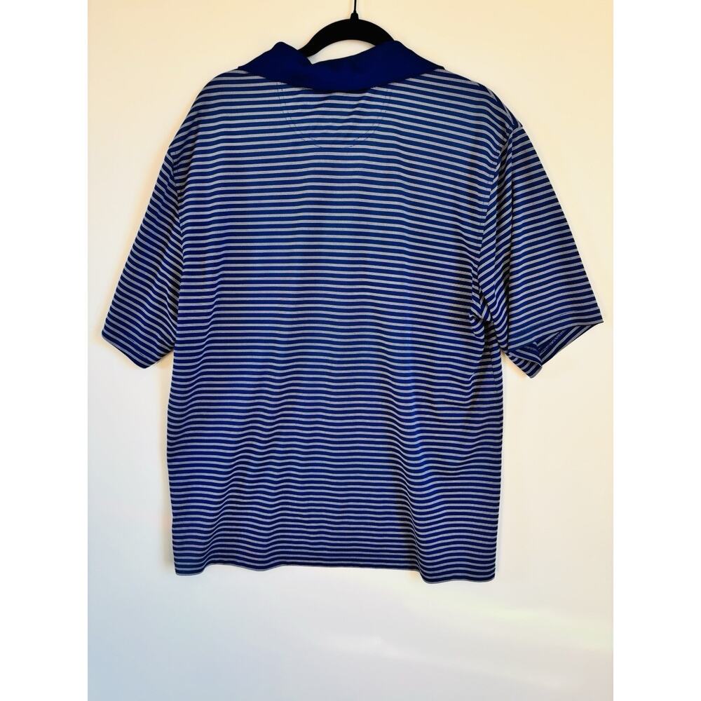 Men's Greg Norman Golf Polo Shirt Large Blue Striped Collared - Picture 4 of 4